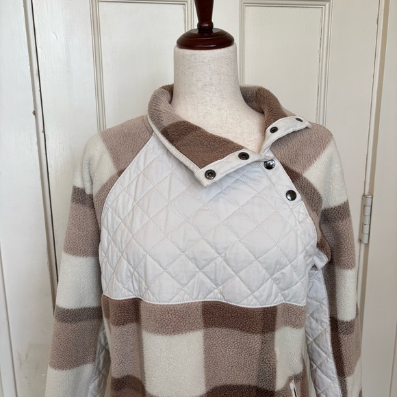 Abercrombie & Fitch Brown Checkered Fleece Pullover Size Small‎ - Picture 2 of 11